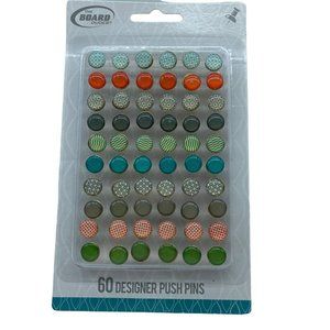 The Board Dudes 60 Designer Thumb Push Pins NEW Unopened Orange Green Blue